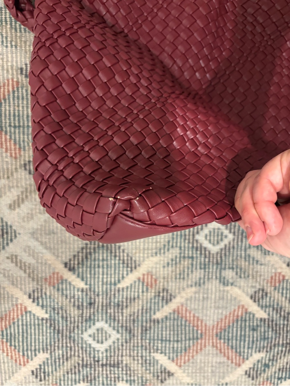 Anthropologie Woven Leather Hobo Bag in Deep Burgundy - Picture 10 of 10
